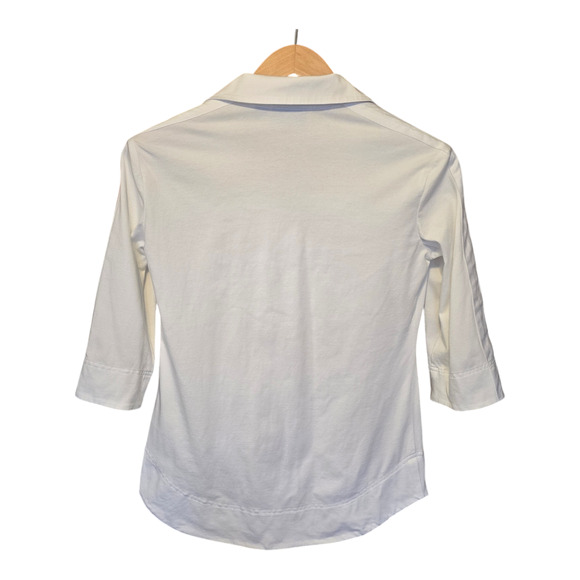 Pendleton Top Womens Size Small Petite White 3/4 Sleeve Collared Neutral Preppy - Picture 2 of 8